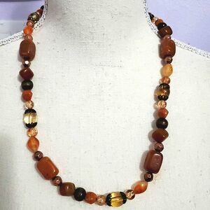 Custom Fashion Jewerly Vintage Retro Earth Tones Stone Beaded Necklace